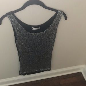 Silver sparkly silver top